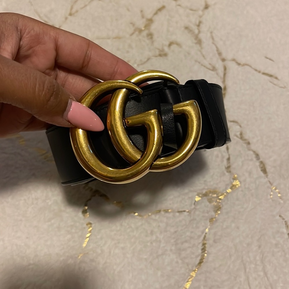 Authentic Gucci Marmont Belt Navy Blue Sz 95